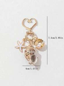 天然不对称贝壳、海星、海螺和海星装饰配件，心形扣环设计，钱包吊坠装饰，适合作为伴娘礼物，海洋风海星贝壳钥匙扣装饰，非常适合女士度假期间日常佩戴，时尚夏季海滩配饰，是母亲节、情人节和其他节日的理想礼物。 - 彩色 - 查看 9