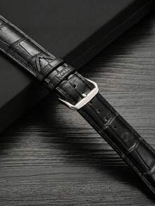 1PC Men Women 18mm 20mm 22mm Fashion Black Crocodile Print Soft Leather Watchband Compatible With Samsung Galaxy Watch 7 6 5 4 40mm/44mm,Compatible With Watch,Compatible With HUA-WEI Watch GT2/GT3,Compatible With HONOR Watch,Watchbands For Smartwatch,Dressy Wristbands Strap Replacement, - Black - View 4