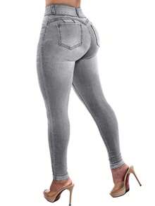 Women's Butt Lifting Jeans, High Stretch Leggings, Fashionable And Elegant, Suitable For Dates, Commuting, Casual Travel, Valentine's Day And New Year Wear - 淺灰色 - 查看 4