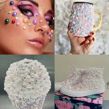 2368颗混合树脂扁平仿珍珠，DIY珠宝工艺材料，适用于手机壳、化妆镜、杯子、鞋子、服装装饰 - 彩色 - 查看 6
