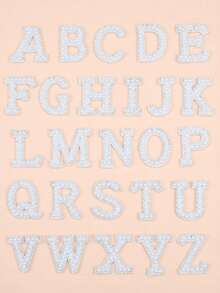 Cute 26 English Letters Patch Stickers, A-Z Alphabet Applique With Pearls And Small Diamonds, Self-Adhesive Letter Patches/Fabric Letter Sticks, Initial Letters Embroidered Chenille Sticker - 26 letters set - View 11