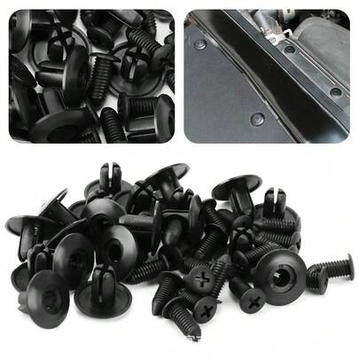 100pcs 8mm Black Plastic Car Rivets, Universal Type Body Decoration Fastener Clips, Applicable For Door Panels, Bumpers, Protective Boards, Wear-Resistant