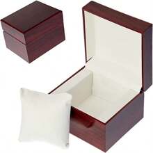 1pc Premium Wooden Gift Box, Customized Wooden Watch Packaging Box - Multicolor - View 4
