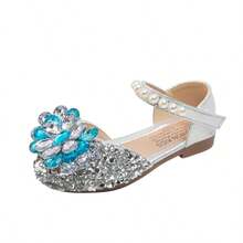 Infant Flat Shoes, Comfortable Versatile Pearl & Rhinestone Princess Shoes - Silver - View 8