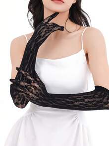 1 双性感豹纹弹力袖套，适合约会、派对、夜店装扮 - 彩色 - 查看 2