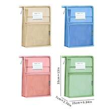 1pc Transparent Mesh File Bag, Student Exam Hand-Held Document Bag, Exam Supplies Book Report Paper Storage Bag, Available In Multiple Colors - Document Bag - View 7