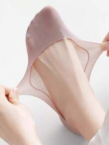 1/5/10 Pairs Women Anti-Slip Invisible Socks, Super Thin Breathable Ice Silk Low-Cut Casual Socks For Summer - Multicolor - View 6