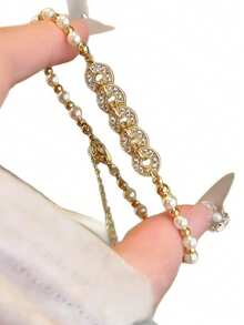 New Chinese Style Zirconia Coin Beaded Pearl Bracelet, Retro Palace Elegant Luxury Versatile Bracelet For Women - Copper Coin Beaded Pearl Bracelet - View 5