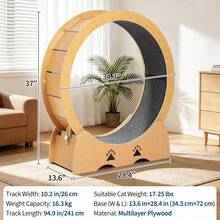 Beaully 34inch Cat Wheel Treadmill, Large Cat Exercise Running Wheel With Carpeted Runway, Fitness Weight Loss Device For Kitty's Longer Life - 原木色 - 查看 2