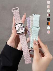 1条磁性硅胶表带，兼容 42mm 41mm 40mm 38mm，适用于 Series 11 10 9 8 7 6 5 4 3 SE 2nd Ultra，男女通用单环硅胶表带 - 38/40/41/(S10/11-42mm) - 查看 11
