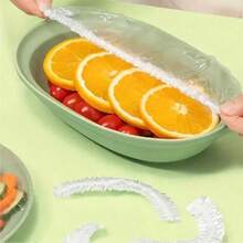 50/100/200pcs Disposable Plastic Wrap, Thickened PE Anti-Tear Food Preservation Film, Suitable For Household Fruit Plates, Dishes, Bowls, Vegetables, Sliced Fruits, Etc. - Transparent - View 1