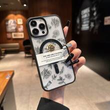 1个玫瑰花标语励志英文文字全屏图案黑色亚克力磁吸防摔手机壳，适用于 17 Air/17 Pro Max/17/16 Plus/15/14/13/12/11/XSM/XR，不会变黄 - 黑色 - 查看 1