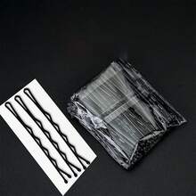 50pcs Studio Black U-Shaped Wavy Clips, Thickened Hair Clips, Bun Fixing U-Shaped Hairpins, Hair Accessories - Multiple Styles - View 9