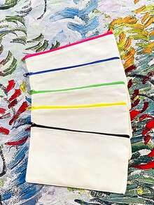 5/10/20/50 piezas Bolsas de lona en blanco para pintura DIY, impresión digital, manualidades. Adecuado para volver a la escuela, fiestas, decoración de eventos de spa, bolsas de regalo reutilizables, bolsas de cosméticos portátiles, juegos de maquillaje de viaje. Juegos de regalo expresivos para dibujar, almacenar bocadillos y regalos, bolsos y carteras lindos. - Beis - Ver 24