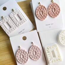 Bohemian Woven Texture Clay Cutter, Geometric Clay Earring Mold, Asymmetrical Polymer Clay Jewelry Cutter, Showcasing Fashionable Elements And Intricate Details, Suitable Tool For Handmade Earring Crafting - White - View 2