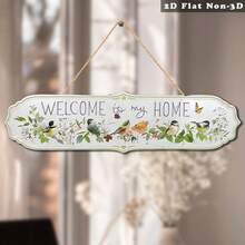 2D Flat Printed 1pc Garden Decorative Sign, Rustic Style Welcome Sign, For Wall Hanging, Suitable For Garden, Balcony, Courtyard And Other Home Decor Scenes, No Electricity Required - A - View 8
