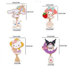 SANRIO 4-Piece Set Of New  Metal Badges, Student Brooches, Cartoon-Themed Cute Chains, Clothing, Backpacks, Accessories. Internet Celebrity, Japanese-Style Cute Cartoon,  Metal Badges, , Melody, Ginger Dog, Alloy Brooches, Accessories, Ornaments. - 彩色 - 查看 3