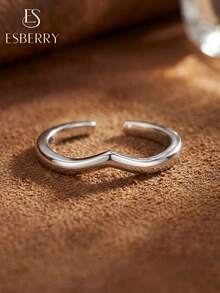 1枚优雅V形闪亮锆石戒指，925纯银材质，时尚女性的理想礼物，适合舞会、聚会和派对等场合佩戴。 - 弧形開口戒 - 查看 1