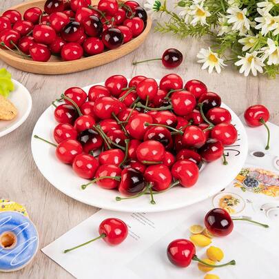 3D Red Cherry Foam Decoration, Artificial Cherry Fruit For Home Decor, Window Displays Festive Ornament For Easter, Thanksgiving, Labor Day - Versatile Decor For Various Room Types, Photography Props, Educational Tools, Suitabl