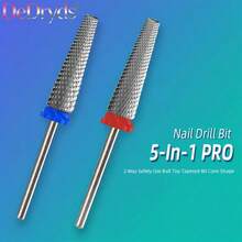 1pc 5 In1 Pro Long Nail Tungsten Steel Grinding Head, High-End Manicure Tool With Top Teeth, Shank Diameter 3/32inch - Multicolor - View 1