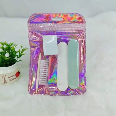 48pcs Disposable Portable Manicure Tool Kit, Includes Mini Nail Files/Wooden Cuticle Pushers, Double-Sided Buffers & Nail Brushes, Individually Packaged For Travel, Salon, Pedicure, Hygienic Single-Use (48 Sealed Packs)