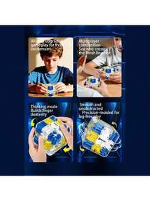 3D Ball Maze Cube Puzzle - Educational Logic Cube For Kids, Parent-Child Battle Game, Stress Relief Toy For Logical Thinking Training - Màu xanh lam - Xem 5