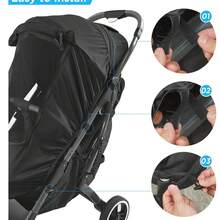 Baby Stroller Sun Shade, Infant Pram Sunshade Canopy, Summer Stroller Sun Visor - Black - View 12