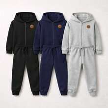 Boys' Basic Winter Set With Zipper - Black, Heather Gray, And Navy Blue - 2 組混合套裝 - 查看 1