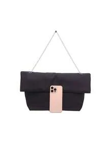 女士大容量折叠手提包，尼龙链条单肩包 - 彩色 - 查看 4