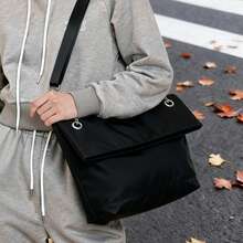 女士大容量折叠手提包，尼龙链条单肩包 - 彩色 - 查看 8