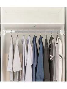 1根升级加粗25毫米直径可伸缩杆，长度50-80厘米，加厚不锈钢材质，可调节伸缩阳台晾衣架、窗帘杆、浴帘杆、服装架 - 白色 - 查看 3