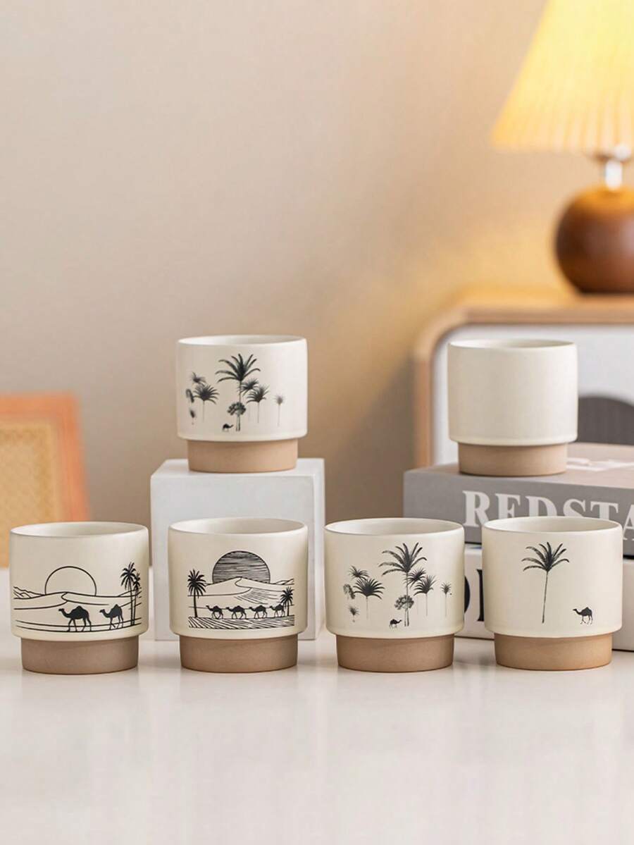 1个中东热带风格手绘骆驼耐热茶杯，沙特阿拉伯咖啡杯，适合居家、办公、送礼等场合，实用且具有装饰性的文化用品，可用于饮用茶和咖啡。