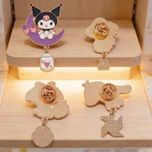 SANRIO 4-Piece Set Of New  Metal Badges, Student Brooches, Cartoon-Themed Cute Chains, Clothing, Backpacks, Accessories. Internet Celebrity, Japanese-Style Cute Cartoon,  Metal Badges, , Melody, Ginger Dog, Alloy Brooches, Accessories, Ornaments. - 彩色 - 查看 7