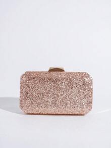 Shiny Sequin Evening Clutch Bag, Shoulder Strap Chain Crossbody Bag For Women - Champagne - View 6