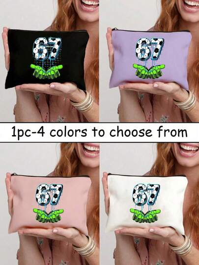 Football "67" Makeup Bag,With Drip Design,Personalized Gift Package,Wash Bag,Coin Purse,Pouch,Letters,Zipper Bag,Cartoon Fun Multi Functional Tote Bag,Makeup Bag, Miscellaneous Storage Bag,Large Capacity, Portable, Fashionable Item,Suitable For Weddings,Birthdays,Beaches,Holidays,Making It The Perfect Gift For Women, Mothers,Teachers,Friends,Bridesmaids, Big Bags,Students, And Returning To School