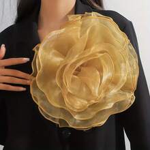 Elegante broche hecho a mano de 28CM con forma de rosa de encaje, Pin Floral exagerado francés a para mujer, regalo de joyas de LA9H - Negro - Ver 7