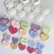 11pcs Valentine's Day Polymer Clay Cutters, Heart Stamp Elements Earring Making Polymer Clay Molds, Plastic Clay Molds For DIY Jewelry And Pendant Making - White - View 6