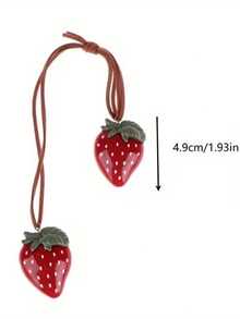 Creative Keychain Featuring A Braided Strawberry Pendant, Perfect For Car Hanging Or As An Ornament - Multicolor - View 2