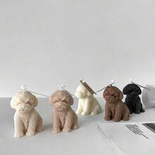 Cute Creative Teddy Dog Scented Candle, Gypsum Resin Mold, Handmade Soap, Baking Silicone Mold - White - View 2