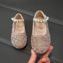 Zapatos planos con y brillo para niñas, cómodos y versátiles - Dorado - Ver 7