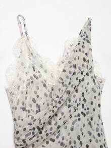 DEEKA Women's Stylish Minimalist Polka Dot Print Camisole Top, Spring/Summer - White - View 5