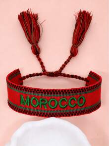 Pulsera con bordado de letra con diseño de fleco - Multicolor - Ver 2