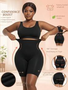 1 buc Colanți de Crăciun pentru femei, cu talie înaltă, slăbiți, confortabili și versatili pentru purtare zilnică. Designul cu strat dublu îmbunătățește controlul abdominal pentru o siluetă perfectă. - Negru - Vizualizare 14