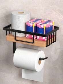 1pc Tissue Paper Dispenser, Wet Wipes Organizer, Bathroom Toilet Paper Holder, Small Bathroom Storage Rack, Bathroom Accessories - Multicolor - View 9