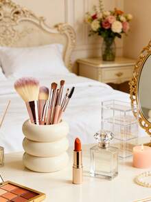 1个INS风树脂化妆刷收纳盒，可用作刷具整理器、桌面笔筒、梳妆托盘，适合度假、海滩、浴室、卧室等场合，大容量，是送给女朋友、圣诞节、化妆包、旅行必备的绝佳礼物。 - 彩色 - 查看 3