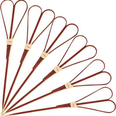 10/50/100/200支装天然无色竹制心形食品签，创意水果蛋糕甜点串签，适用于家庭下午茶、斋月晚餐、婚礼派对，用途广泛，可用于糕点装饰
