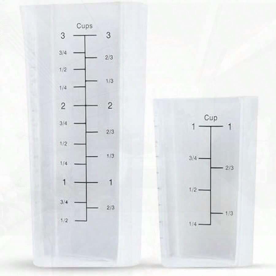 Measuring Cup Set - 2-Piece (1-Cup & 3-Cup Capacity) With Flexible Silicone Front & Rigid Back For Precise, Non-Slip Pouring, Easy-Read Measurements (Cups, Oz, ML), Dishwasher - Light Grey - View 1