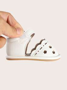 Infant/Toddler Girls' Summer Sandals, Non-Slip Rubber Sole Breathable Walking Shoes, 6-12 Months Infant Slippers - White - View 7