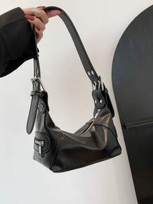 2026 New Arrival Women's Leather Shoulder Bag, Niche Design Luxury High-Quality Underarm Bag, Cool Girl Retro Crossbody Purse - Black - View 7