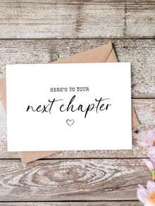 1pc "Here's To Your Next Chapter" Good Luck Card With Envelope - Versatile Greeting Card For New Job, Retirement, Divorce & Moving - Perfect Gift For Coworkers, Friends & Family, Blank Inner Page For Writing - A - View 2